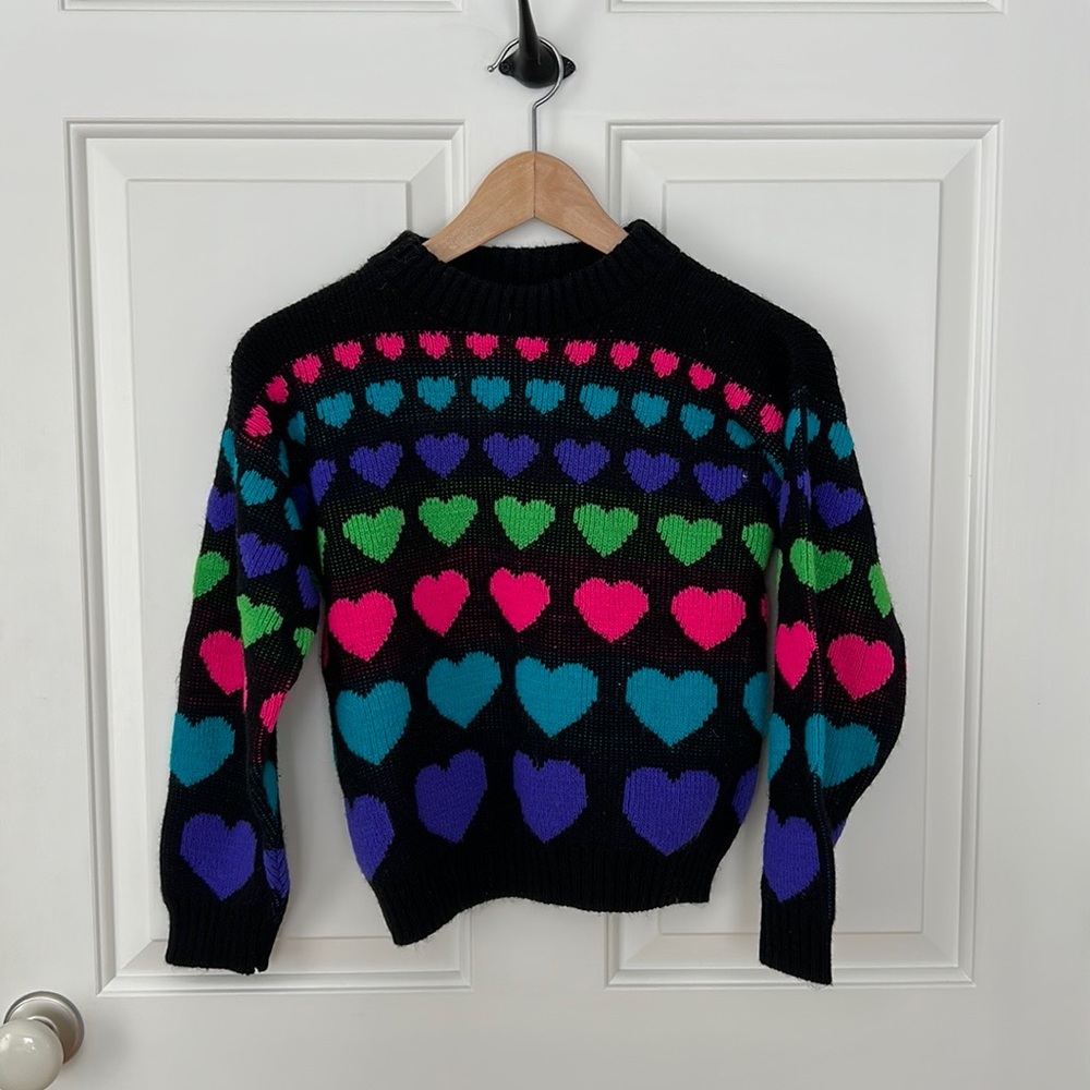 Vintage 80s kids heart sweater